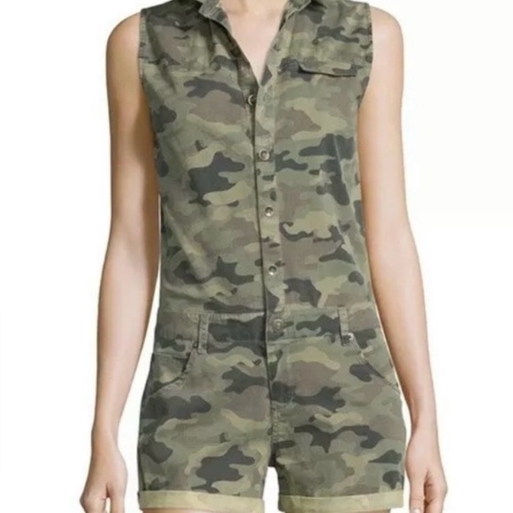 Hudson Jeans Pants - Hudson Harmony In Solar Camo Romper M Button Sleeveless Minimalist Festival Chic